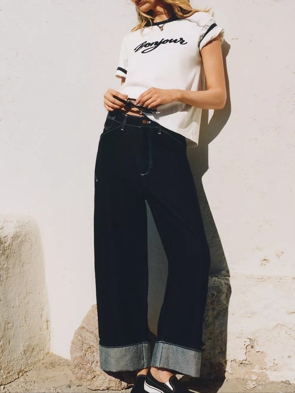 TALL Anthropologie Pilcro Kayden Carpenter Barrel Jeans Dark Blue Size 34 TALL
